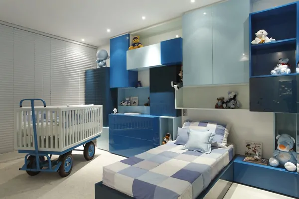 dormitorio de bebe menino moderno azul