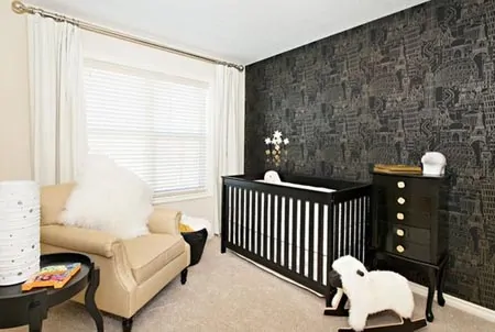 quarto de bebe elegante preto e branco