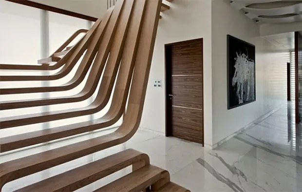 escada de design de madeira morna