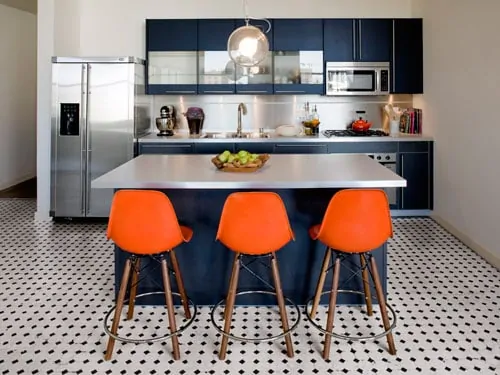 azul e laranja cores complementares na cozinha