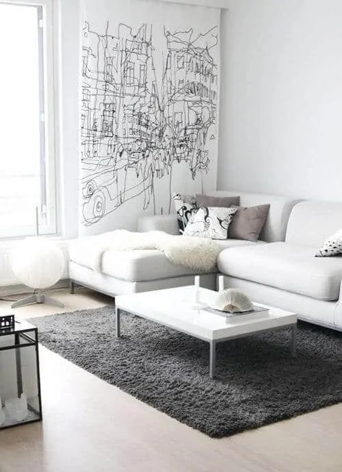 sala com sofa branco moderna