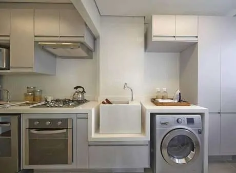 area de servico moderna integrada com a cozinha
