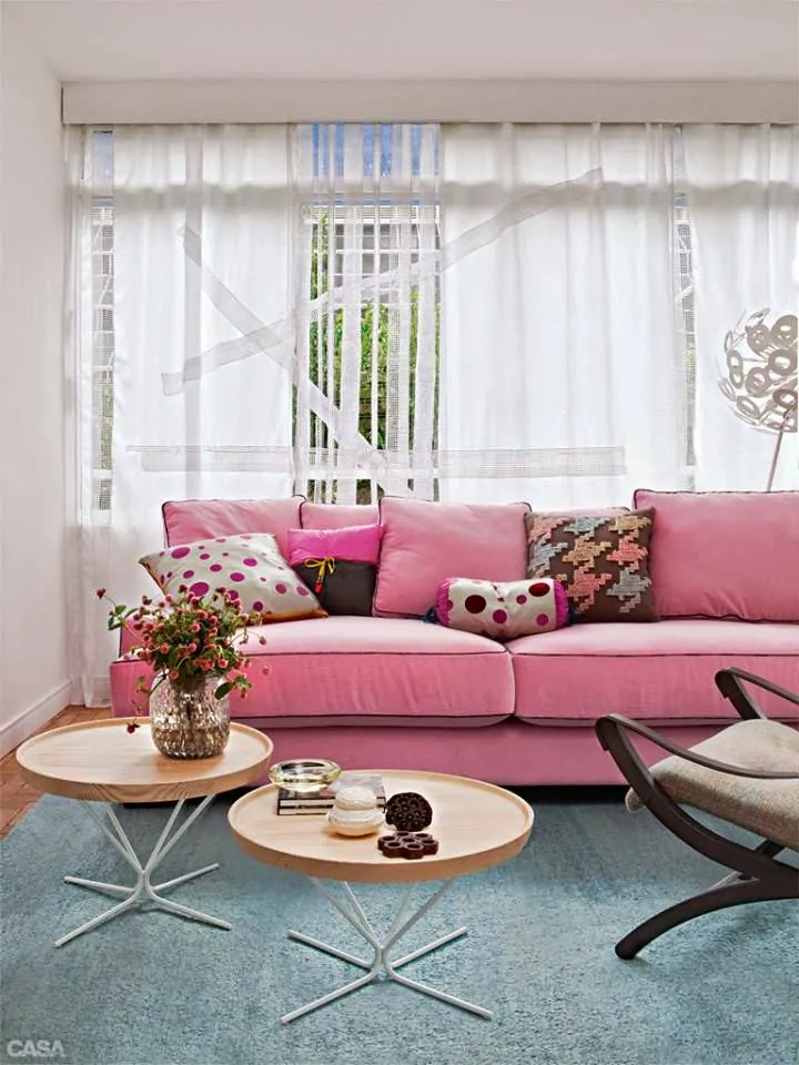 09 sofa rosa na decoracao elegante