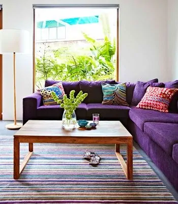 sofa de canto roxo decoracao sala