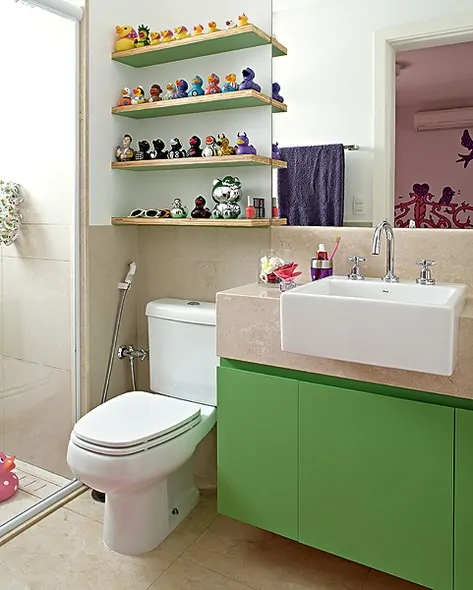 movel de banheiro verde para menino simples