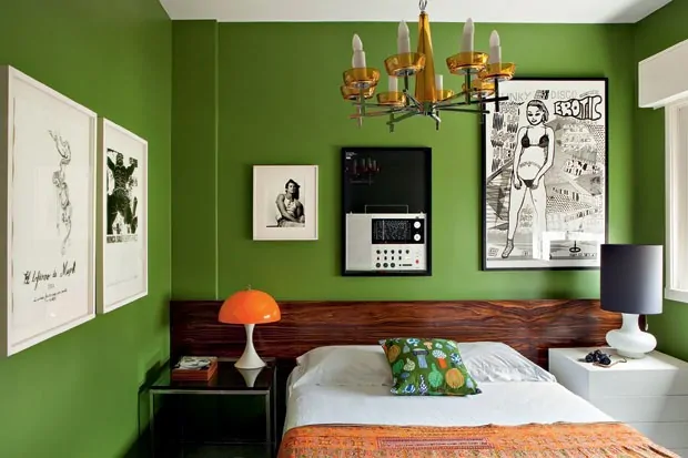 parede verde no quarto
