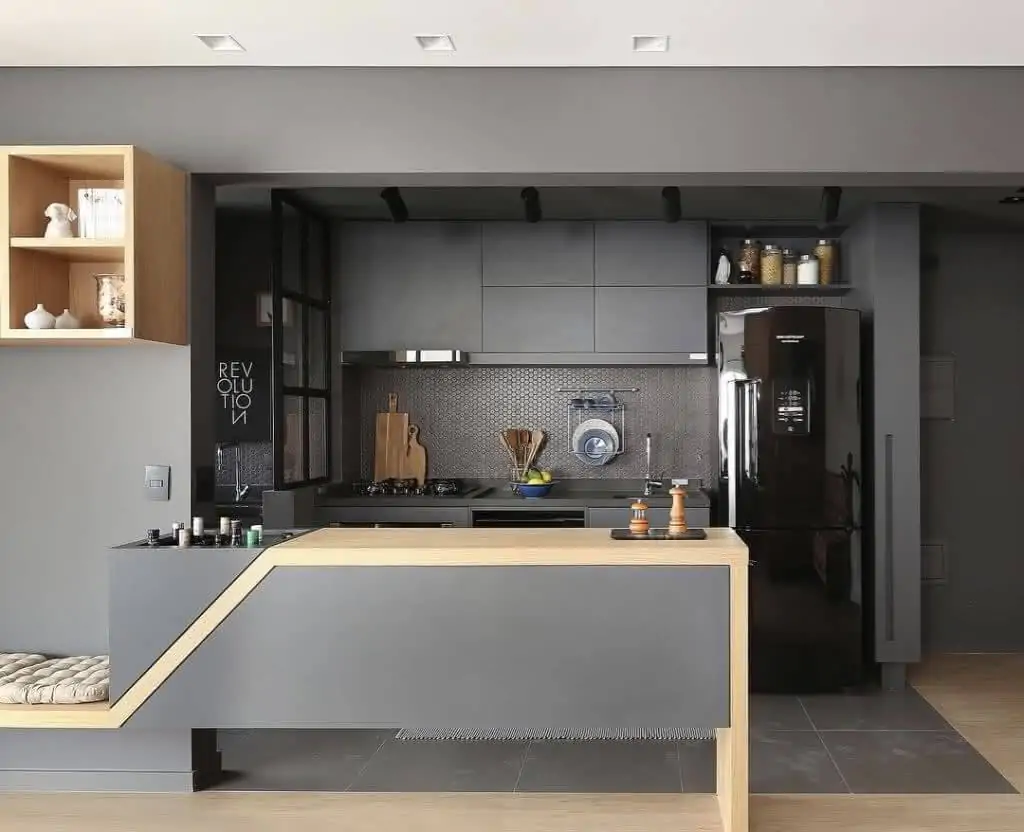 armários de cozinha cinza modernos